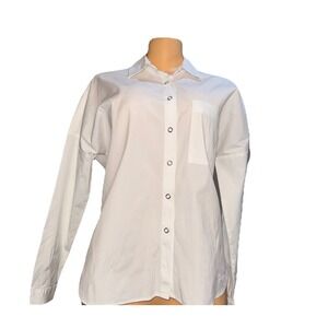 Elliott Lauren Seamed Detail Button FEONT Shirt Casual Top White Size Medium